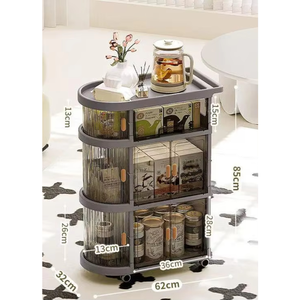 Chariot de rangement portable à roulettes avec tiroirs en plastique pliables, plusieurs niveaux, moderne, pour cuisine, maison, bureau, jardin - Product Image 5
