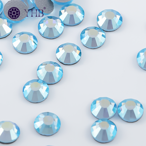 คริสตัลแก้ว YHB ขนาดใหญ่ Ss10 Ss12 Ss16 ขายส่งจำนวนมาก แบบไม่ใช้ความร้อน สีฟ้า ฐานเรียบ - Product Image 3