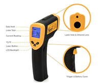 Termometer Inframerah Laser Digital IR untuk Memasak, Permen, Makanan, Oven Pizza, Aksesoris Panggangan