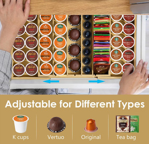 Nouveau modèle Porte-gobelet écologique en bambou K Technique polie Compatible avec les capsules <span class=keywords><strong>Nespresso</strong></span> <span class=keywords><strong>Vertuo</strong></span> Tiroir de support de dosettes de café - Product Image 3