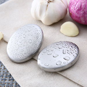 Savon ovale en acier inoxydable, savon désodorisant rond en métal, grande taille avec base, élimine les odeurs de poisson et autres odeurs, vente en gros. - Product Image 5