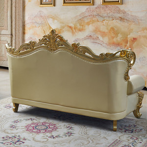 Ensemble de canapés en cuir véritable de style européen et américain, cadre en bois massif, rembourrage en éponge, meubles de salon de luxe, nouveauté 2024 - Product Image 3