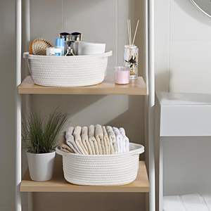 <span class=keywords><strong>Piccolo</strong></span> cesto in tessuto moderno con manico in corda di cotone per riporre la stanza o giocattolo per gatti/nastro cesto regalo per bambini incluso - Product Image 4