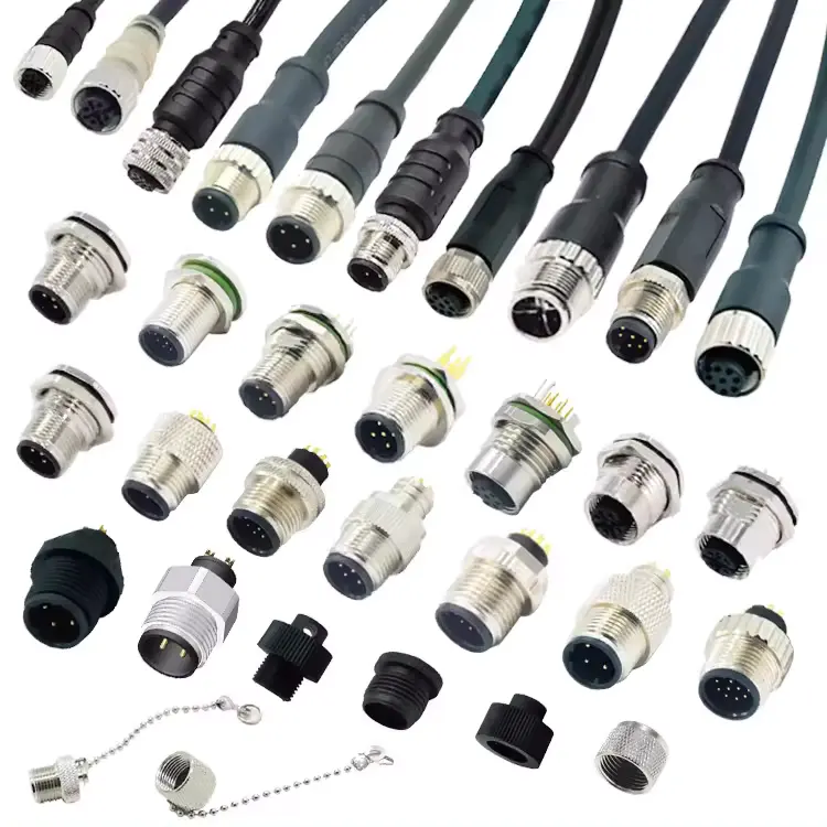 m5 m8 m12 m16 7/8 m23 waterproof solder pcb panel mount socket male f emal plug 3 4 5 6 8 12 pin plastic circular connector