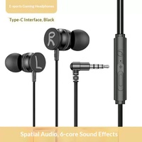 Nouveaux écouteurs intra-auriculaires filaires pour jeux, type C, avec microphone et cordon métallique de 1,2 mètre pour téléphone portable, ordinateur, tablette, ordinateur portable
