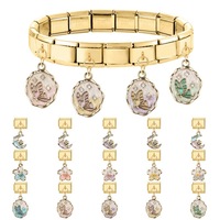 DIY Vente en gros avec diamant Breloques italiennes avec pendentif Or Fleurs Fruits et Animaux Série Bracelets à breloques italiens