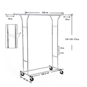 Gran oferta, estante de almacenamiento de abrigos de hierro pesado y Metal ajustable, estante <span class=keywords><strong>colgante</strong></span> extensible plegable con ruedas para almacenamiento de ropa - Product Image 3