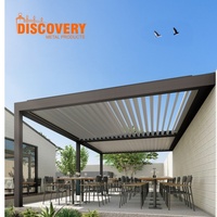 Pergola moderne de luxe en aluminium à lames orientables pour l'extérieur |   Gazebo de jardin LED imperméable pour le marché américain