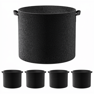 Sacs <span class=keywords><strong>de</strong></span> culture <span class=keywords><strong>en</strong></span> tissu feutré Land Guard, lot <span class=keywords><strong>de</strong></span> 4, 5 gallons, épaissis, respirants, avec poignées, noirs - Product Image 1