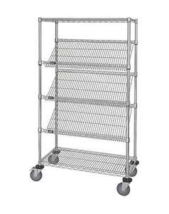 SIMPLY Heavy-Duty 5-Layer Chrome Plated <b>Aluminum</b> <b>Wire</b> <b>Mesh</b> Display Rack Welded Locking Wheels Inclined Shelves Decorative <b>Mesh</b> - Product Image 1
