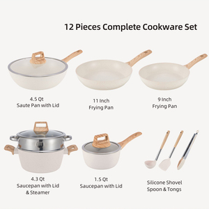 Trung Quốc Nhà máy nặng nhôm không dính soong Set với nắp bạc kim loại chất lượng cao cấp - Product Image 5