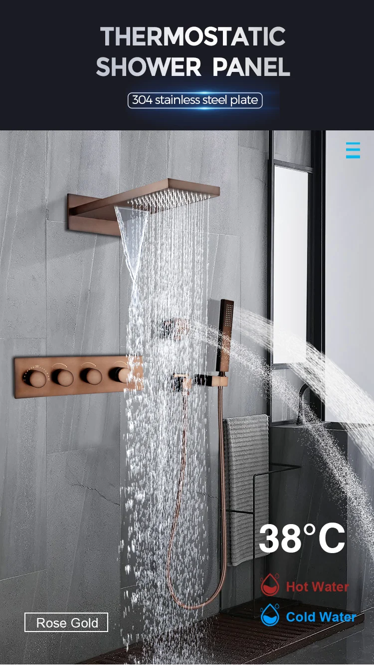 shower set in wall mounted Bathroom taps luxury brass kits rain rainfall showerset mixer faucet set antique chrome shower mixer