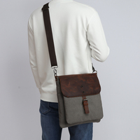 Tas selempang kulit crazy horse vintage grosir untuk pria, tas bahu kulit asli pria