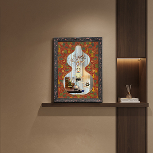 Miroir mural en bois foncé de style Art déco, nature morte, fait à la main, cadeau pour les occasions, esthétique <span class=keywords><strong>orientale</strong></span>, décoration <span class=keywords><strong>murale</strong></span> - Product Image 2