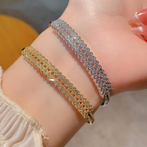 Butterfly <b>Bracelet</b> Gold And <b>White</b> 18K Copper Plated Full Zircon For Women Wedding Jewelry - Product Image 3