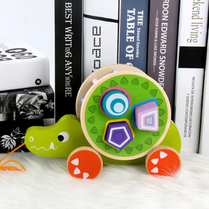 Los niños de forma de bloques de juguete de aprendizaje animales educativos arrastrando <span class=keywords><strong>coche</strong></span> de madera pequeño - Product Image 5