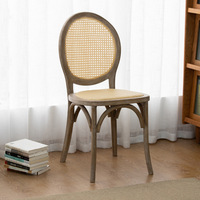 Nouvelle Arrivée Chaise de Salle à Manger en Rotin Naturel Lavé avec Dossier en Canne, Chaise de Salle à Manger en Rotin Français pour Événements de Mariage