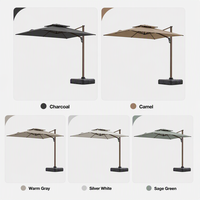 Parasol romain cantilever en aluminium avec éclairage LED, double ventilation, rotation à 360 degrés, protection solaire pour terrasse extérieure