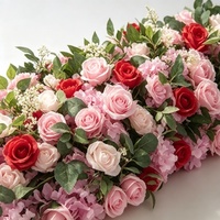 Décoration de mariage, chemin de table, fleurs artificielles de luxe en soie, rangée de fleurs mélangées or et noir, décoration florale de mariage