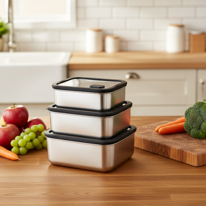 Boîte à lunch en acier inoxydable avec couvercle en verre trempé, récipient alimentaire étanche pour la préparation des <span class=keywords><strong>repas</strong></span> au bureau et le stockage quotidien des aliments - Product Image 1