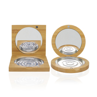 Boîtier compact pour poudre en bambou écologique personnalisé avec miroir, emballage de maquillage durable pour palette de fards à paupières rechargeable
