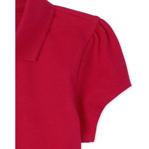 เสื้อโปโลแขนสั้นเด็กผู้หญิง ผ้าปิเก้ สีแดงล้วน แพ็คหลายตัว ผ้าฝ้าย 100% - Product Image 3
