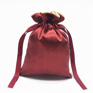 Simple <b>White</b> Satin <b>Evening</b> Gift Drawstring Pouch Silk Hair Garment Packaging <b>Bag</b> Custom logo - Product Image 1