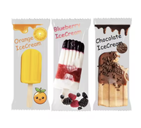 Sachets en plastique écologiques de qualité alimentaire avec logo personnalisé, thermoscellables sur trois côtés, pour emballage de bâtonnets glacés et de crèmes glacées
