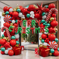 Kit de guirlande de ballons de Noël rouge et vert, lettres Joyeux Noël, ballons en aluminium en forme de canne à sucre et d'étoile, décoration murale pour fête de Noël