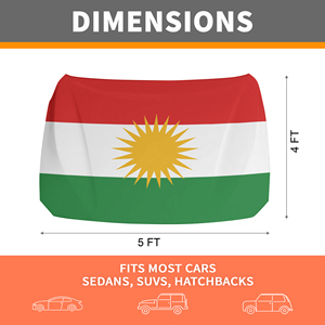 Housse de capot de voiture personnalisée OEM/ODM avec drapeau du Kurdistan, housse de capot en polyester élastique pour véhicules du Moyen-Orient 4*5FT - Product Image 3