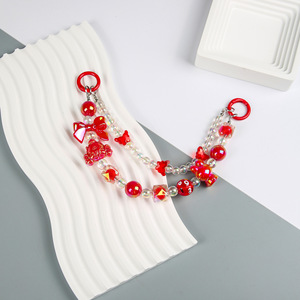 Porte-clés élégant perlé fait à la main <span class=keywords><strong>pendentif</strong></span> téléphone portable chaîne sangle mode téléphone portable corde femmes téléphone lanière bijoux - Product Image 2