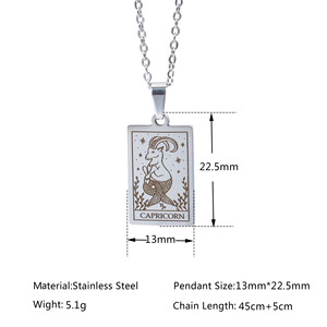 Collier pour femmes en acier inoxydable avec pendentif astrologique, <span class=keywords><strong>horoscope</strong></span>, tarot, les douze constellations - Product Image 6
