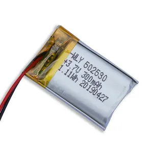 Pequenas baterias recarregáveis 502530 300mah 3.7v bateria de íon de lítio