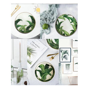 Wholesale Kitchen Utensils Bone China Leaves Plate Ceramic Dinnerware Plates Porcelain <b>Dinner</b> <b>Set</b> - Product Image 6