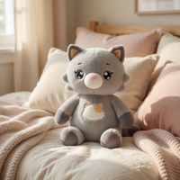 Fabricant de jouets en peluche personnalisés OEM ODM, peluche chat gris Kawaii, rembourrage en coton PP, peluche douce et bien garnie, jouet en peluche personnalisé