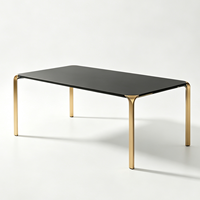Ensemble de table à manger rectangulaire minimaliste tout en métal avec 4 chaises, table de cuisine en acier, table à dîner moderne industrielle, meubles robustes pour la maison