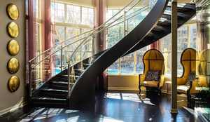 GC современная стеклянная лестница железная круглая лестница перила дизайн - Product Image 3