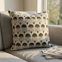 Housse de coussin minimaliste en coton imprimé botanique vert et noir pour canapé, chambre, textile de maison – Vente en gros