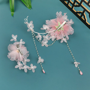 Nuevo Estilo Primavera 2026: Tocado Hanfu de Seda Rosa Claro Hecho a Mano con Borla y Flor Perforada, Accesorio para el Cabello - Product Image 3