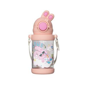 Yang Cartoon Rabbit Water Bottle 650Ml One Touch Lid Kids Portable Drinkware Bpa Free School Use - Product Image 5