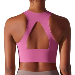 Sutiã de ioga de apoio sem costura de secagem rápida flexível e confortável para mulheres