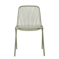 Chaise en plastique PP vert empilable confortable avec pieds en métal