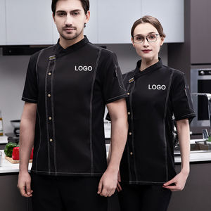 Manteau de chef personnalisé veste de chef blanche pour homme à manches courtes patchs respirants broderie personnalisée uniforme de serveur de restaurant - Product Image 2