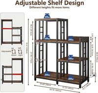 Rak Microwave dan Kulkas Mini 6 Tingkat dengan 2 Stopkontak AC 2 USB, Rak Penyimpanan Besi MDF yang Dapat Disesuaikan untuk Dapur dan Asrama