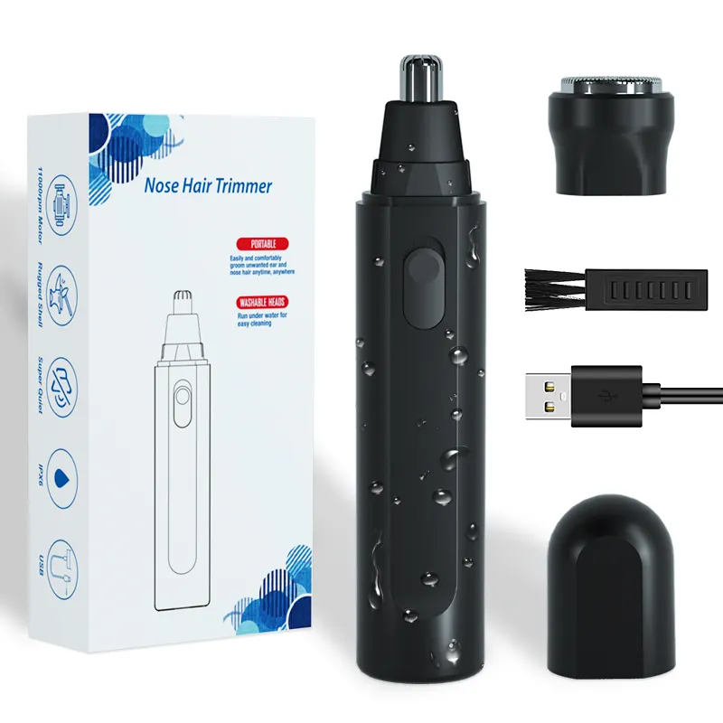 Aparador de pelos faciais recarregável usb, aço inoxidável, sobrancelha, aparador de pelos do nariz e barbeador, para homens e mulheres