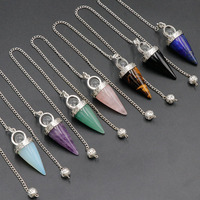 Pendentif en cristal naturel rétro de haute qualité, coloré et tendance, en forme de cône, pour décoration, vente en gros, idéal pour cadeau