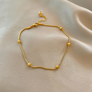 Snake Chain <b>Anklet</b> Spacer <b>Bead</b> | 18K Gold PVD Plated Stainless Steel for Women | Waterproof & Hypoallergenic - Product Image 5