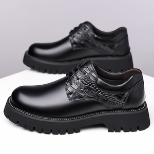 Chaussures en cuir épaisses pour hommes, à lacets, marron et noir, style Derby, décontractées, grandes tailles 47 48, style rétro - Product Image 2