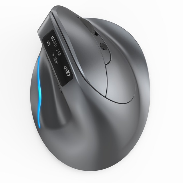 2.4GHz Wireless USB Optical Rechargeable Vertical Ergonomic Mouse Right-Handed Programmable in Stock OLED Screen