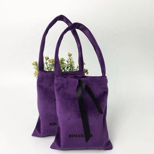 Custom Purple Velvet <b>Drawstring</b> Jewelry <b>Pouch</b> Bag Dust Bag for Handbags Luxury Carrier Bags Out Velvet for Earrings - Product Image 5